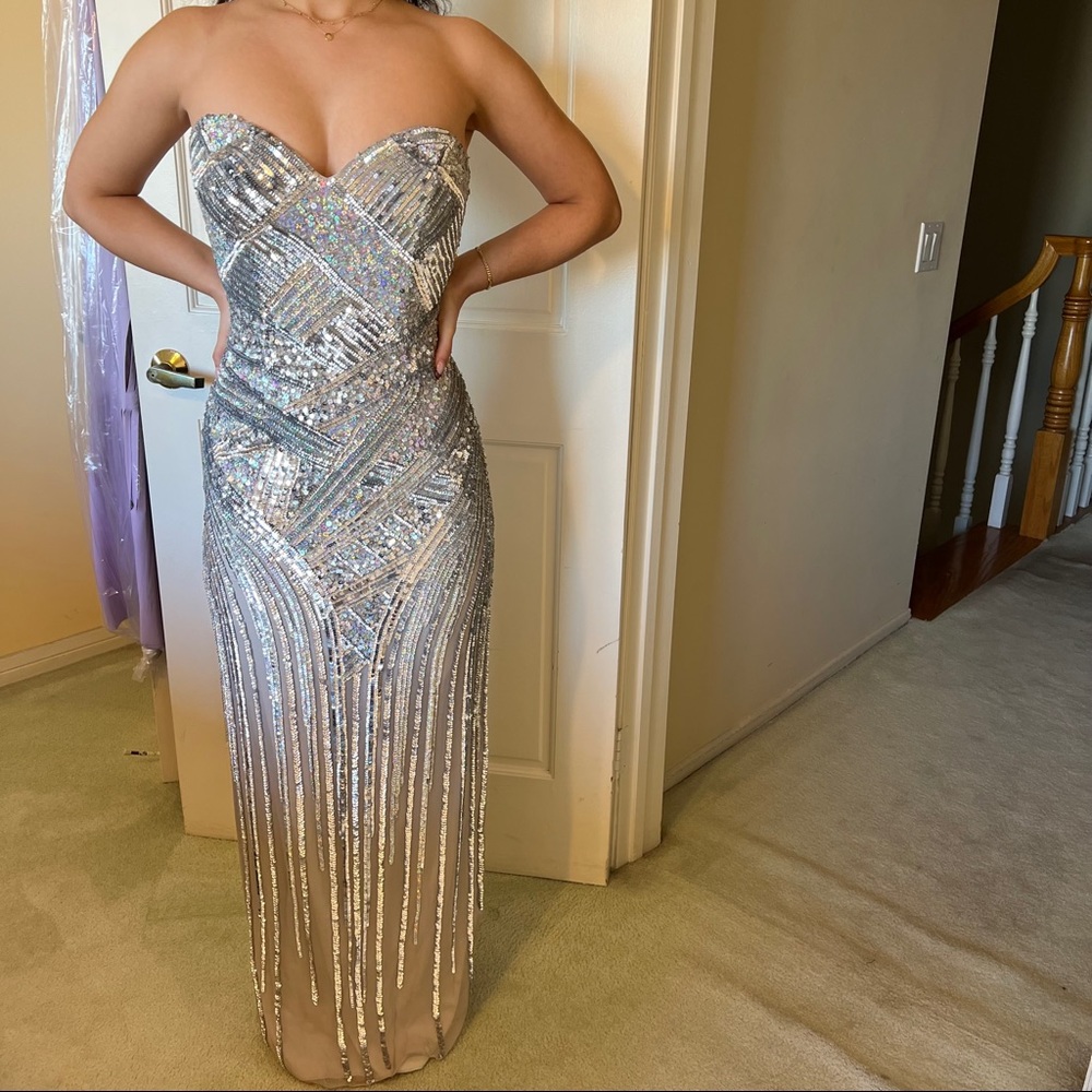Sean Collection silk sequin gown